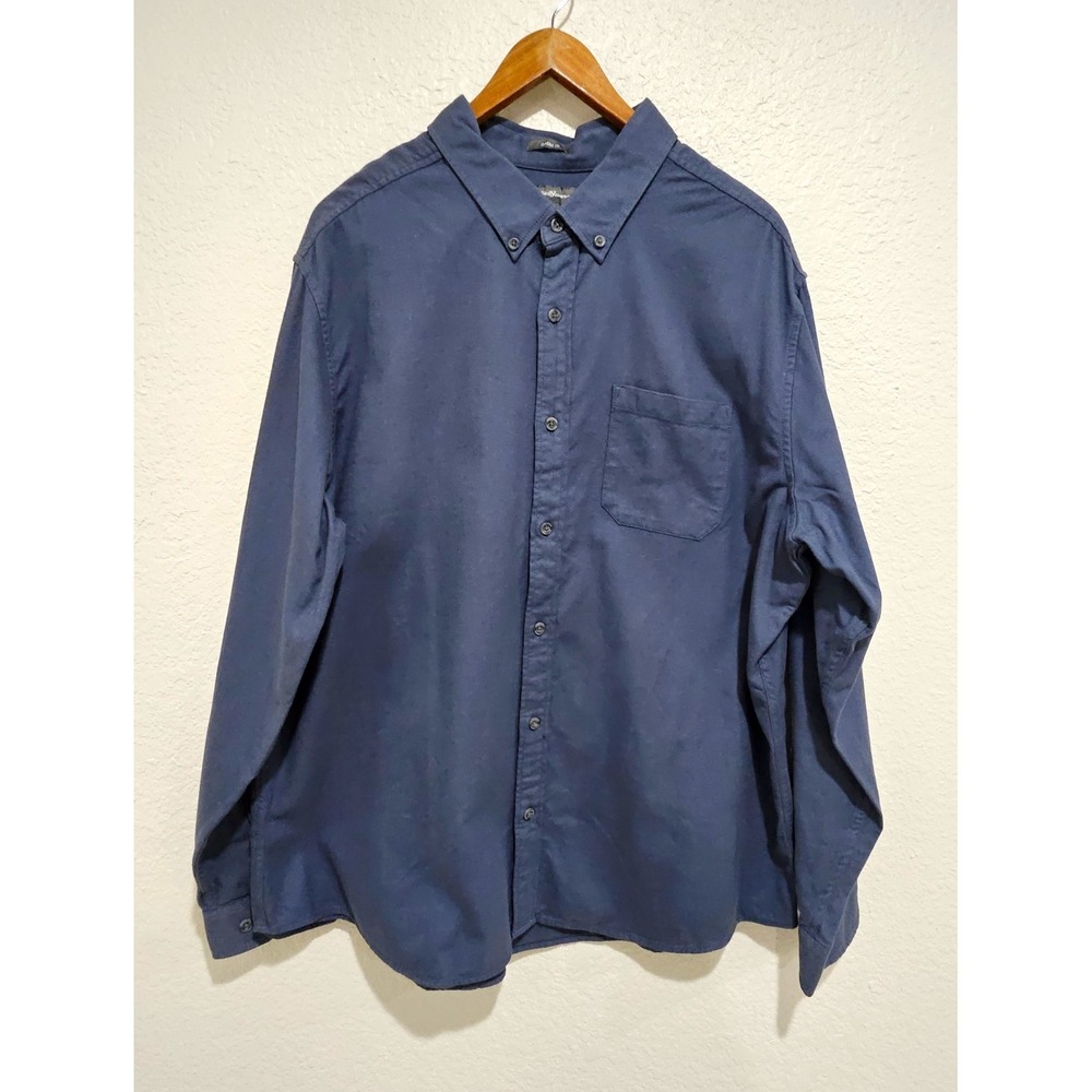 Eddie Bauer Men's Long-Sleeve Oxford 100% Cotton Button-Down Shirt Blue XXL
